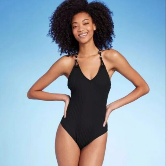 Shade to Shore Black One Piece Swimsuit 10 New with Tag - Picture 1 of 11